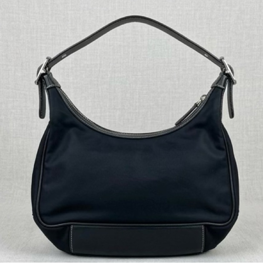 Coach Vintage Y2K Black Nylon Small Hobo Bag | Leather Trim & Contrast Stitch - Picture 2 of 3